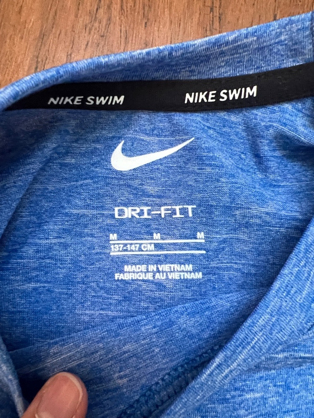 Nike Blue Heather Long Sleeve Dri-FIT Tee with Silver Swoosh - Picture 5 of 5